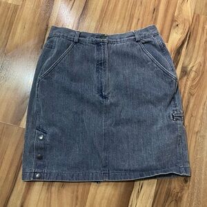 Vintage 90s Together! Utility Denim Skirt - Y2K Carpenter Skirt with Side Snaps
